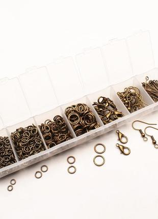 Набор фурнитуры finding органайзер фурнитура для сережек и браслетов античная бронза