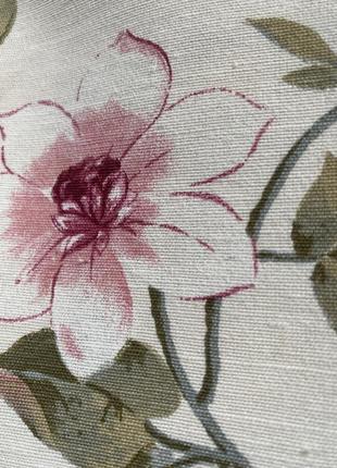 Ткань для штор молочная с розовыми цветами