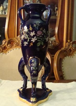 Оригинальная красивая ваза кобальт роспись фарфор германия