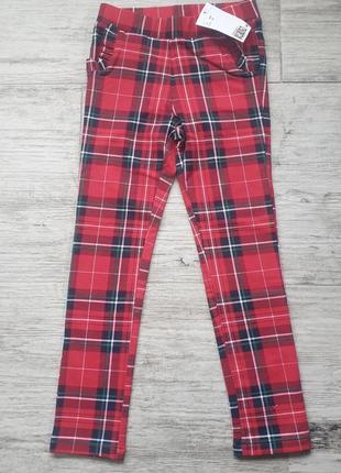 Новые новогодние красные брюки лосины в клетку h&amp;m1 фото