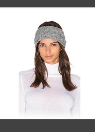 Сизая широкая повязка на голову рисунок "коса"