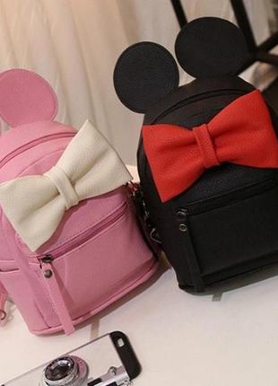 Рюкзак мини розовый микки маус с юилым бантом5 фото