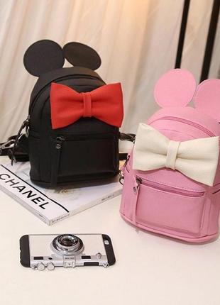 Рюкзак мини розовый микки маус с юилым бантом6 фото