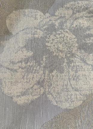 Ткань для штор бежевая в серые цветы2 фото