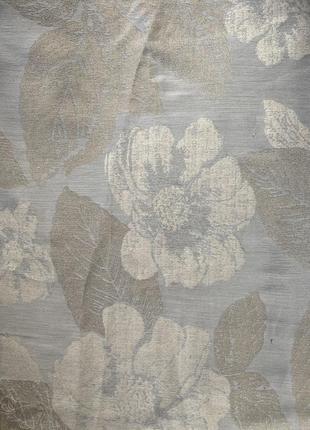 Ткань для штор бежевая в серые цветы4 фото