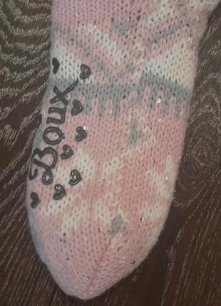 Брендові супер- теплі в'язані високі шкарпетки - валянки з хутром  , зимовий узор від boux avenue2 фото