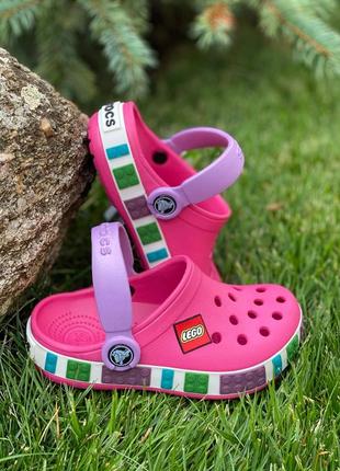 Кроксы детские розовые crocs lego крокси на дівчинку рожеві