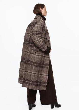 Двобортне пальто міді в клітинку з вовни premium selection h&m3 фото