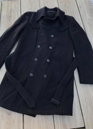 Двубортное шерстяное пальто drykorn for beautiful people с поясом hugo boss h&m стильное актуальное тренд