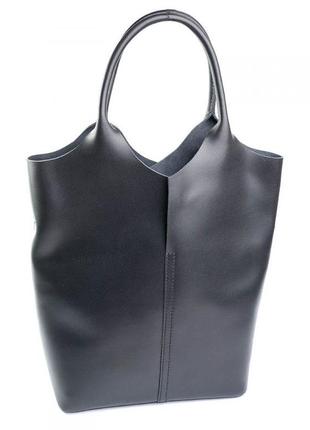 Жіноча шкіряна сумка чорного кольору з натуральної шкіри1 фото