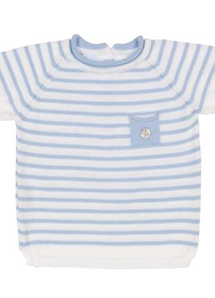 Artesania granlei испания вязаная футболка топ мальчику 6-9м 68-74см голубой белый