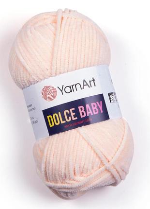 Пряжа yarnart dolce baby 779 светло-бежевая ярнарт дольче беби плюшевая