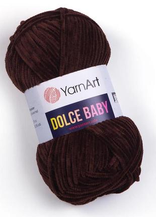 Пряжа yarnart dolce baby 775 коричнева ярнарт дольче бебі плюшева