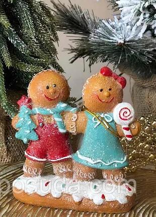 Новорічний декор пряничная сімейка, 17см фігурки з полистоуна