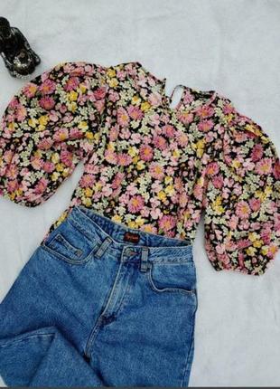 Шикарная блуза в цветы коттон1 фото