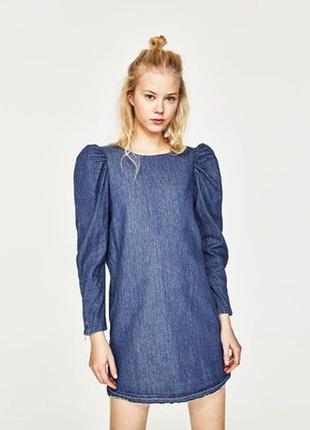 Zara джинсовое платье мини с рукавами фонариками 5