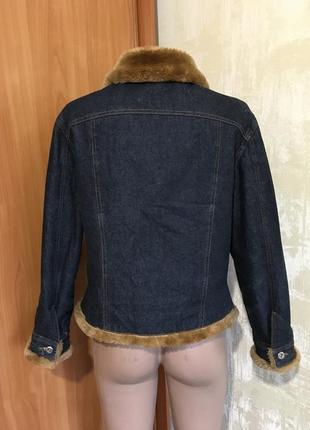 Тёплая джинсовая куртка с мехом,оверсайз!!5 фото
