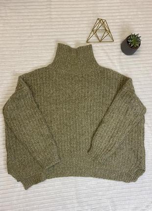 Свитер крупная вязка  с горловиной,оверсайз,zara
