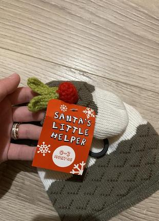 Santa’s little helper зимовий набір/шапка, рукавички на немовля 0-3міс2 фото