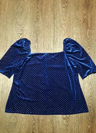 Брендовая бархатистая красивая праздничная блузка с открытыми плечами р. 24 / 52 от simply be7 фото