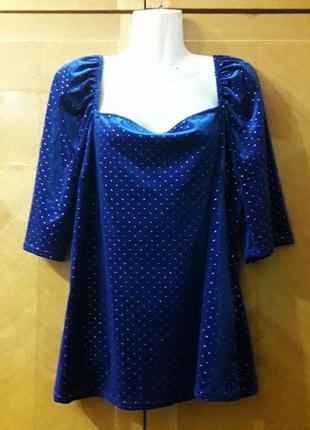 Брендовая бархатистая красивая праздничная блузка с открытыми плечами р. 24 / 52 от simply be1 фото