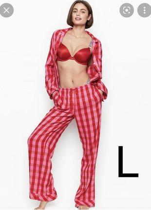 Піжама фланелева victoria’s secret flannel regular червона клітинка