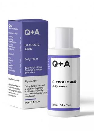 Q+a glycolic acid делікатний тонік-ексфоліант з aha, 100 мл