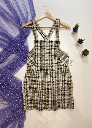 Новый стильный твидовый женский сарафан zara