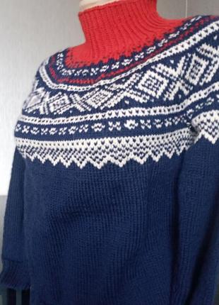 Теплий в'язаний джемпер светр  лопапейса (унісекс)4 фото