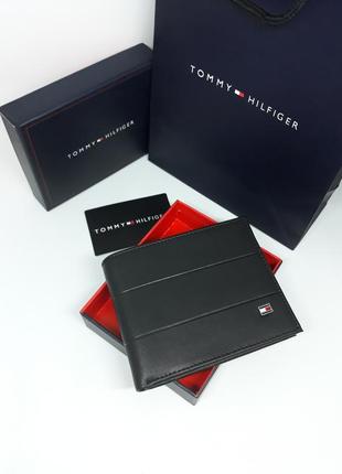 Чоловічий гаманець tommy hilfiger чорний / портмоне / подарунок на новий рік хлопцеві / братові