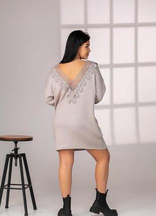 Шикарное теплое платье ангора с кружевом батал3 фото