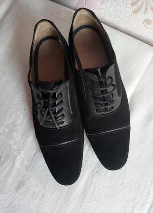 Черные замшевые мужские туфли2 фото