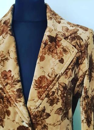 Классное крутое стильное легкое винтажное велюровое пальто плащ ретро винтаж велюр цветочный принт цветы5 фото