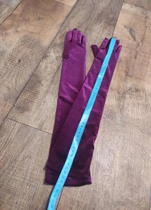 Перчатки длинные бордо выше локтя бархат вельвет эластичные