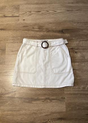 Белая джинсовая юбка с контрастной строчкой denim co1 фото