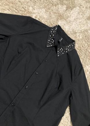 Черная рубашка с мегакрутым воротничком, размер хл-2хл3 фото