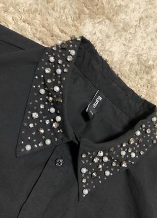 Черная рубашка с мегакрутым воротничком, размер хл-2хл4 фото