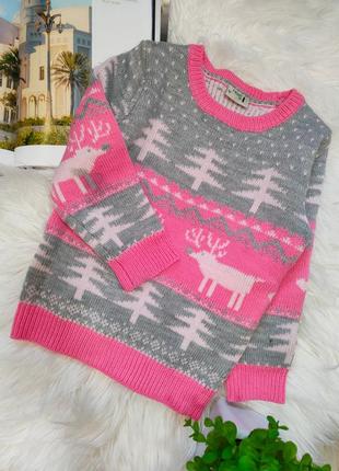 Теплий светр з оленями светрик теплый свитер с оленями next xp р.98-104