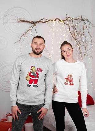 Новорічні парні світшоти🎁☃️толстовка з оленями, батнік із сімпсонами