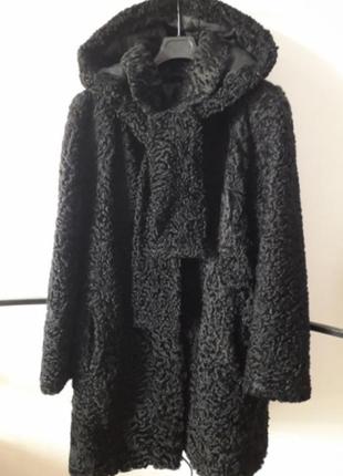 Каракулева шуба з капюшон