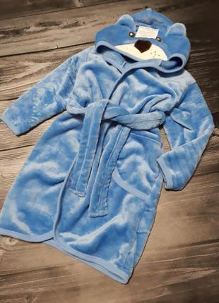 Халат з капюшоном теплий плюшевий вишивка