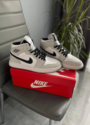 Кросівки nike jordan 1 retro grey, високі кеди