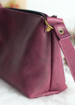 Кожа. ручная работа. кожаная фиолетовая, бордовая женская сумка, сумочка, клатч2 фото