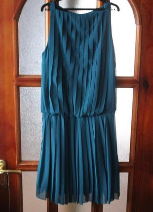 Распродажа очень красивое шифоновое платье плиссе цвет темный изумруд размер s-м/44-463 фото