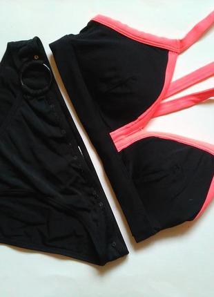 70а\ 70аа стильний чорний купальник топ з чашками на 0-а