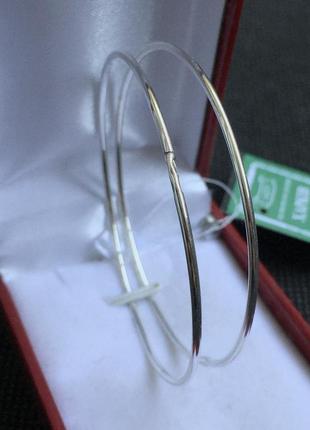 Новые красивые серебряные серьги кольца диаметр 52 мм серебро 925 пробы3 фото