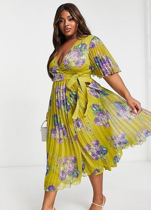 Asos design сукня пліссе з рукавами кімоно