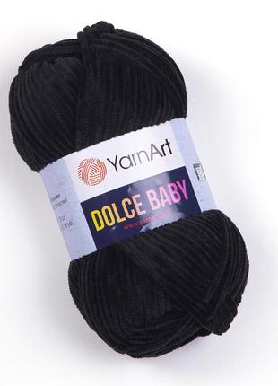 Пряжа yarnart dolce baby 742 чорна ярнарт дольче бебі плюшева