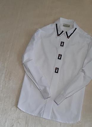 Нова біла сорочка вінтаж вишивка вільна довгий рукав equorian heritage р.14/16