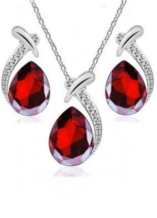 🏵ювелірний набір - кулон на ланцюгу і сережки, новий! арт.7001-7006